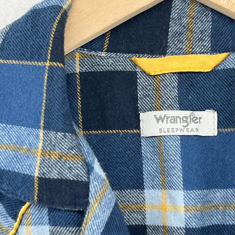 WRANGLER Sleep Shirt Womens M Flannel Nightgown Plaid Shirtdress Mid-length Blue - Picture 7 of 15